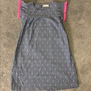 Girls H&M chambray dress with tassel sleeve trim